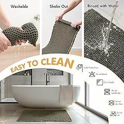 MIULEE Set of 2 Waffle Bathroom Rugs, Super