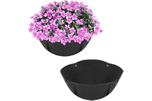 HKZ Hanging Planter Basket Liners - 2 Pack 14 Inch Round Fabric Liners for Hanging Baskets, Replacement Coco Fiber Liner, Durable Non-Woven Liners for Hanging Baskets Planters Flowers, Plants (Black)