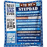 to My Step Dad 50X60 Soft Throw Blanket 310 Grams Blue Throw Gifts for Bonus Dad Meaningful Father's Day Present for Your Father in Law at Christmas