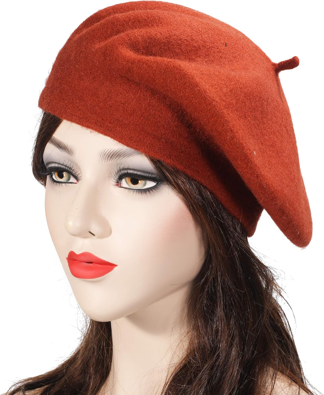 ZLYC Women's Classic French Artist Beret Beret, Rust, One Size - Image 3
