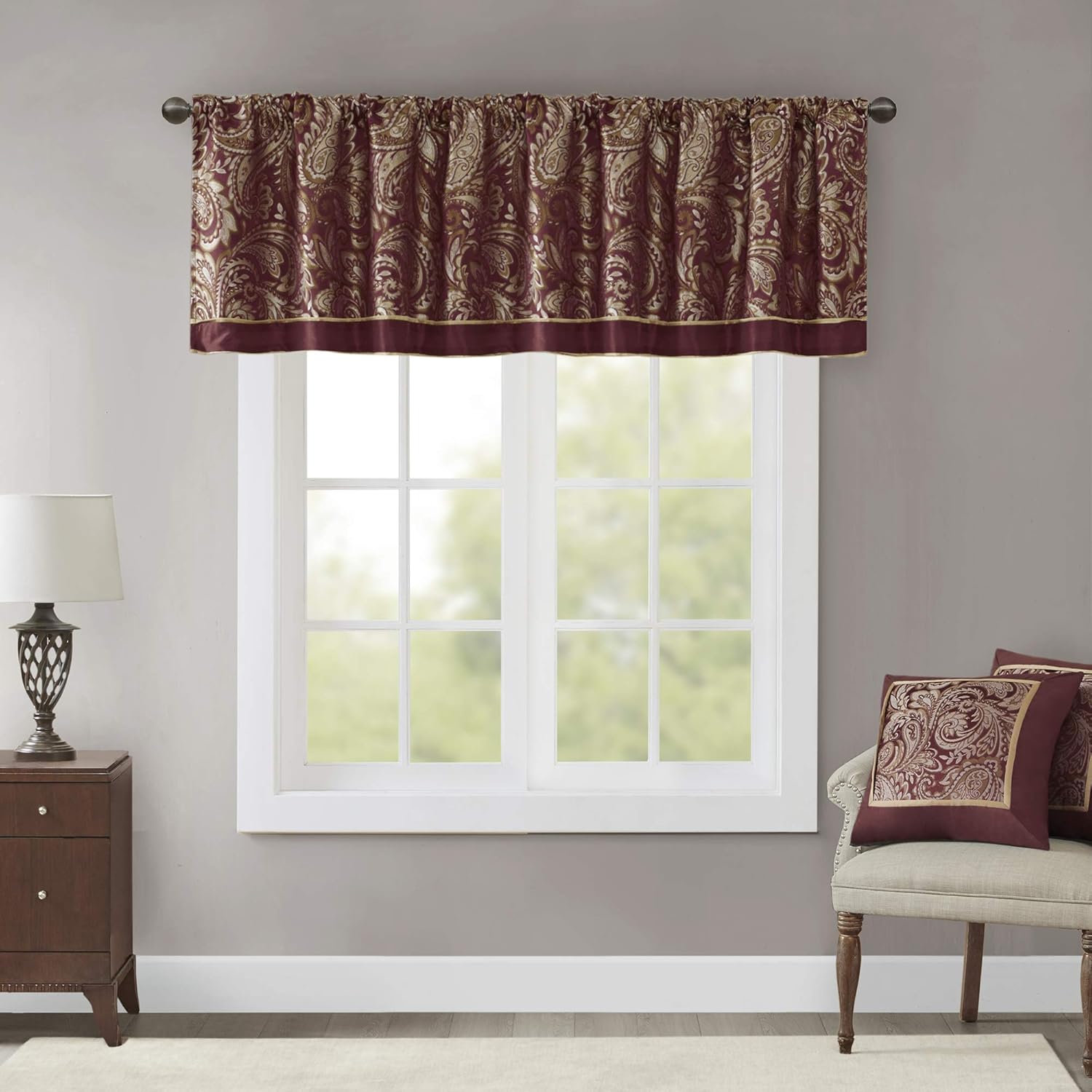 Madison Park Aubrey Window Valance, 50x18, Burgundy Amazon.ca Home & Kitchen