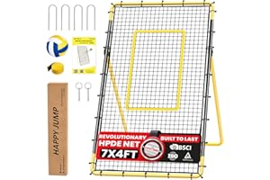 Happy Jump Adjustable Volleyball Rebounder Net Equipment 7x4 FT with Volleyball Practice for Adult Backyard Indoor Outdoor Training