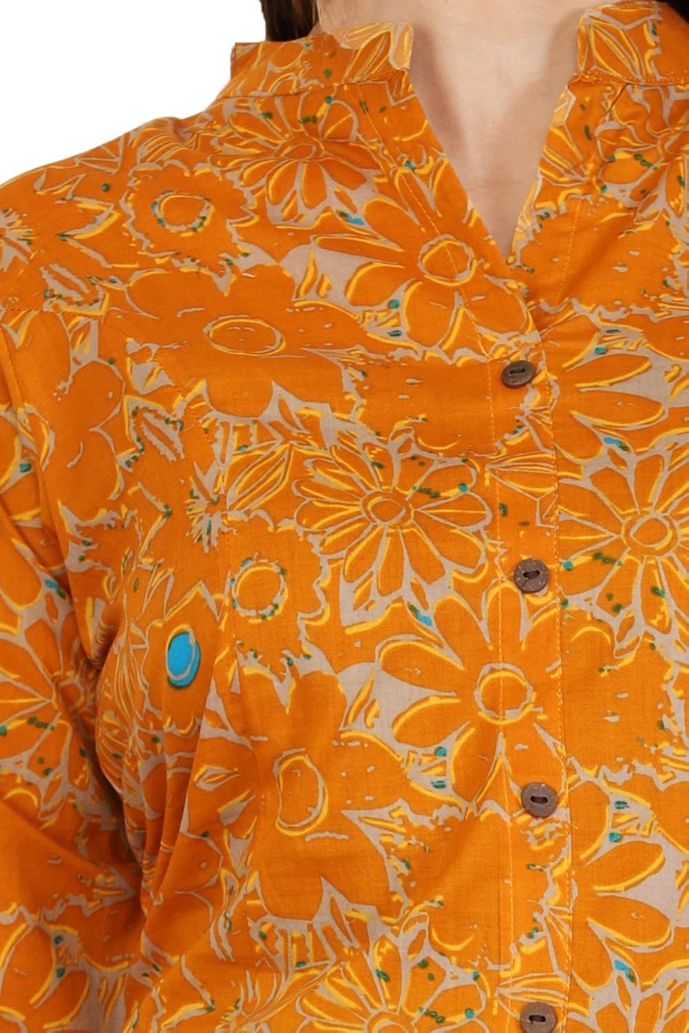 bright cotton women's a-line long kurta (orange)