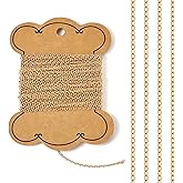 Pandahall 16.4 Feet 14K Gold Filled Cable Chains - Permanent Jewelry Chains with Small Link Necklace Design, Soldered Gold Finish for Jewelry Making, Includes Card Paper