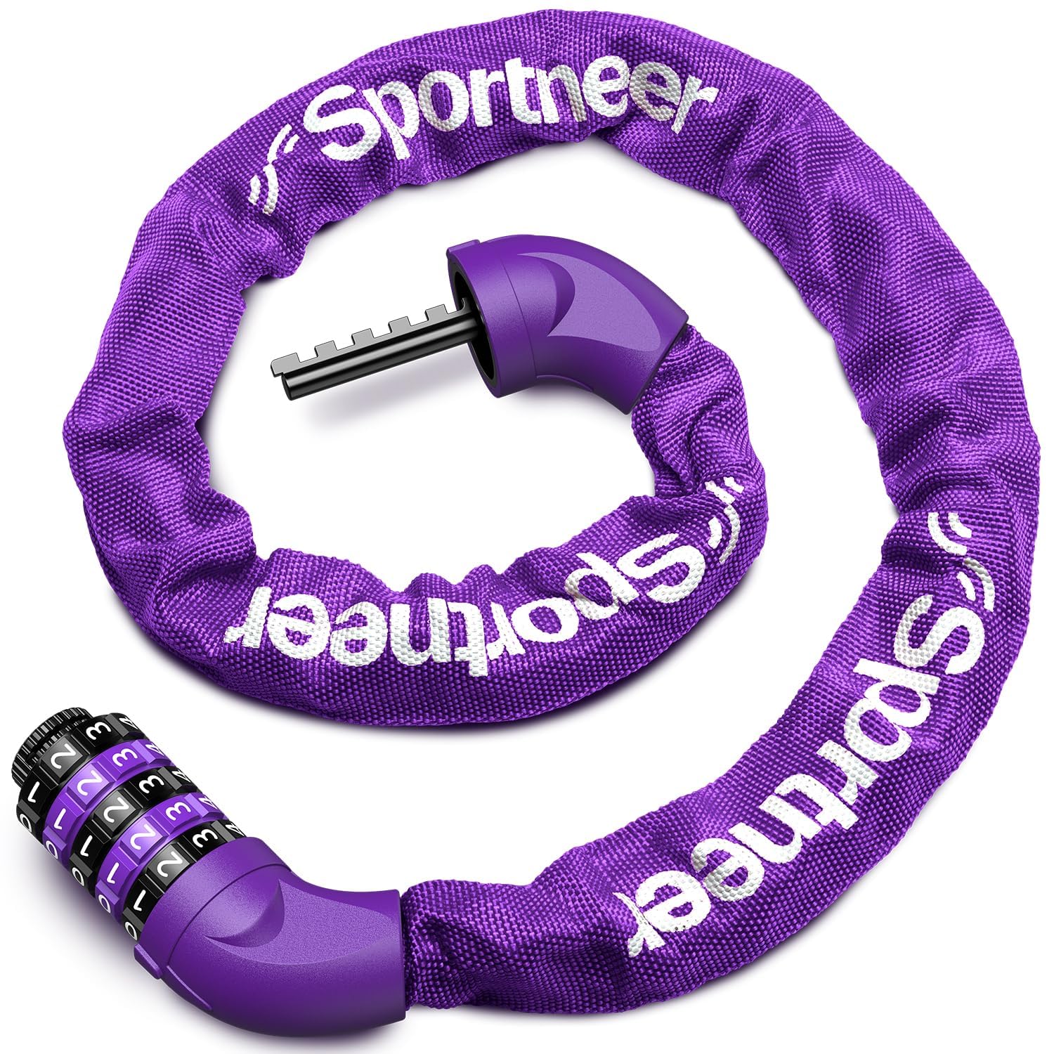 Photo 1 of Sportneer Bike Lock: 5 Digit Combination High Security Anti Theft Bike Chain Lock - 3.2/3.6/4ft Heavy Duty Resettable Keyless Bicycle Lock for Bike, Motorcycle, Scooter, Door - 6mm Thick Purple