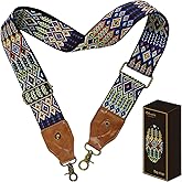 OllarKt Purse Strap 2" Wide Replacement Purse Straps for Handbags Crossbody Adjustable Leather Bag Strap Shoulder Strap with Vintage Jacquard Embroidery Pattern
