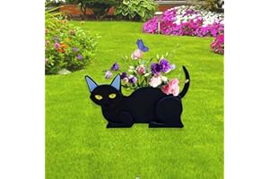 strolfay Black Cat Planter Plant Pots,Cute Cat Flower Planter,Gifts for Pet Lovers,Unique Animal Plant Pots,Office,Indoor Outdoor Garden Decor12.5 * 5.6 * 7.8in
