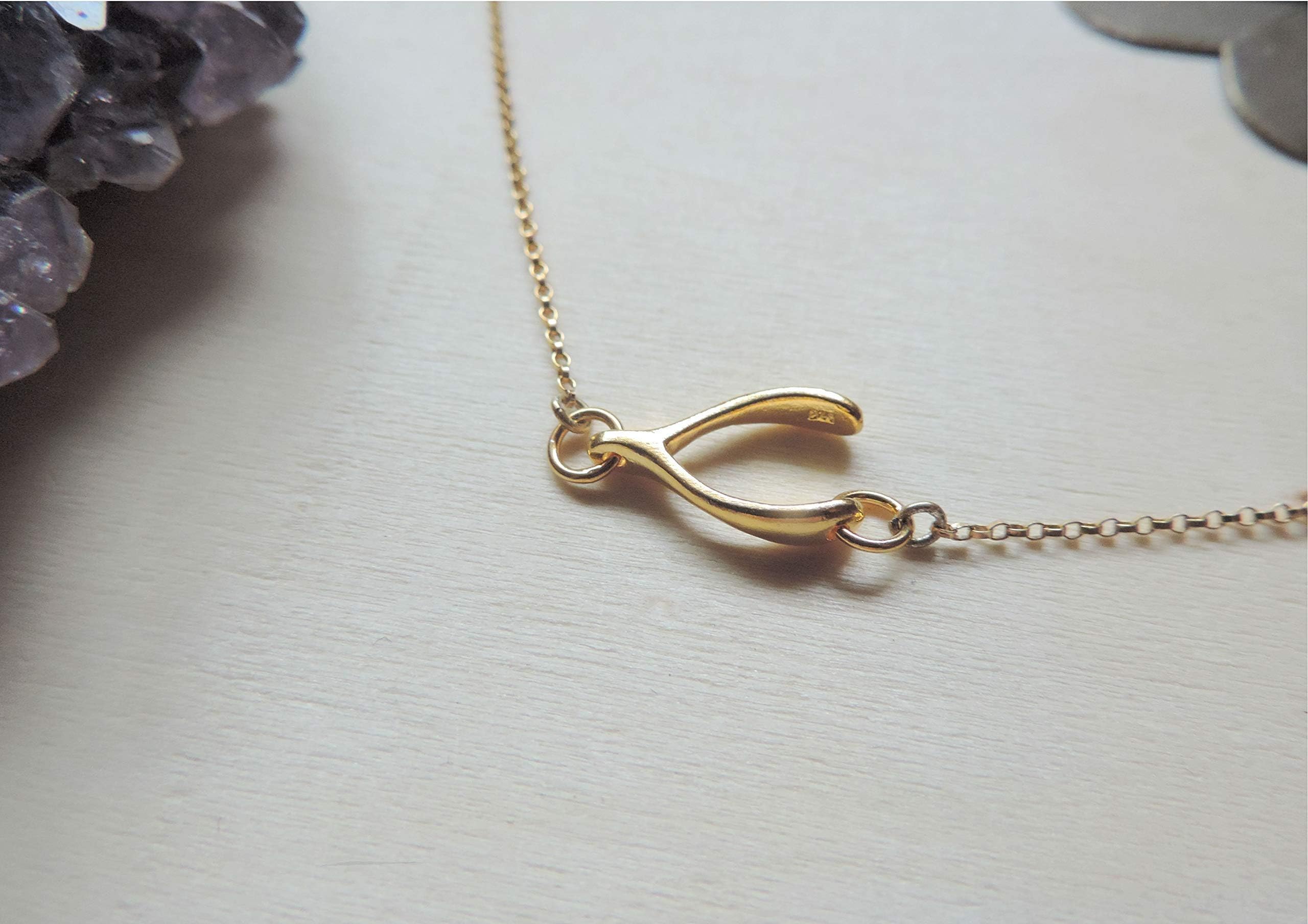 Sideways Wishbone Necklace - Dainty Silver, Gold, Rose Gold Sideways Wishbone, Good Luck Necklace - Layering Necklace, Simple Lucky Necklace