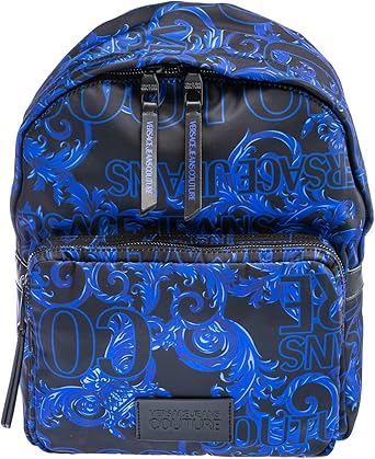 blue and black versace backpack