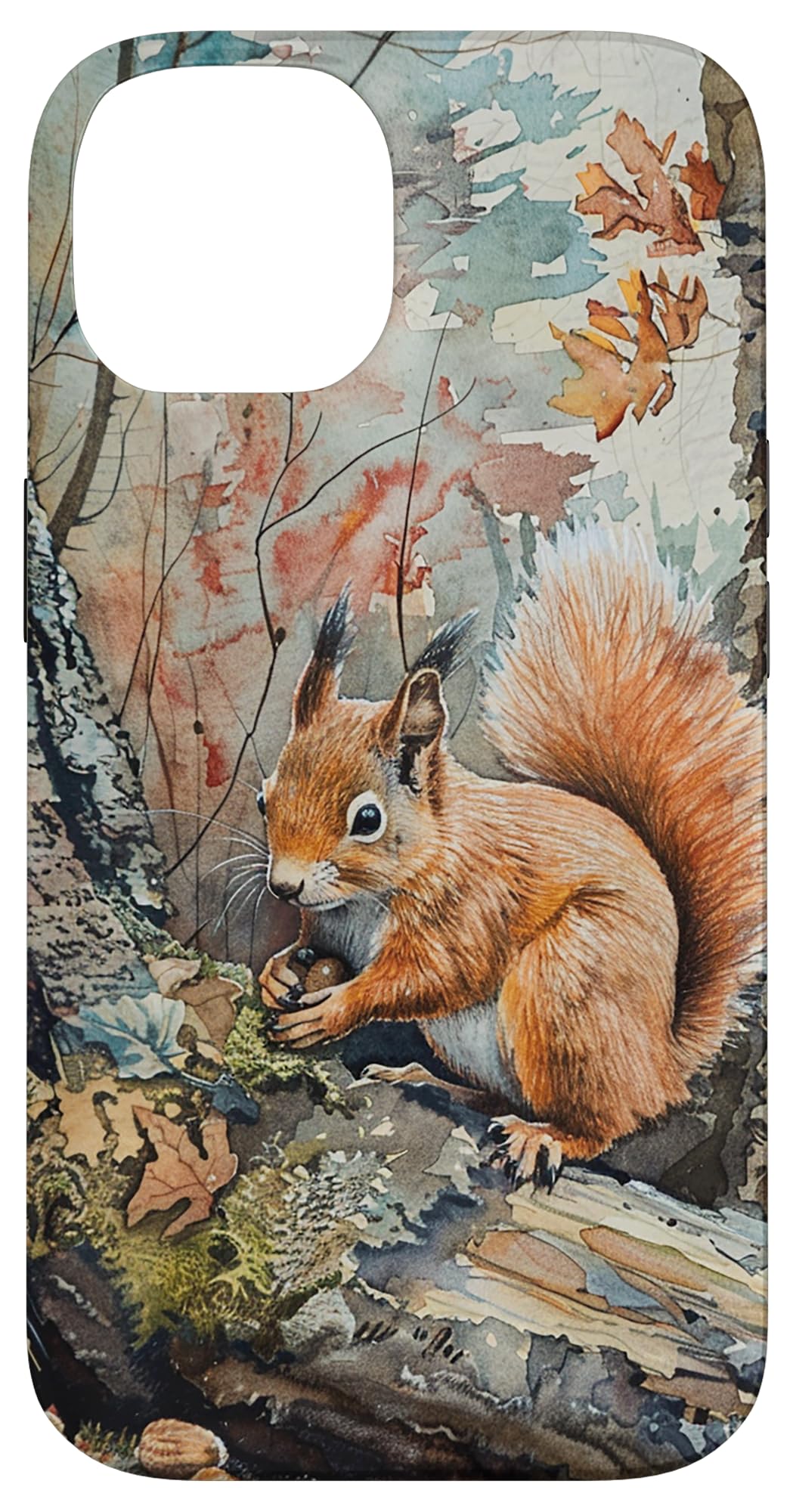 Red Squirrel in a Wood Case for iPhone 14