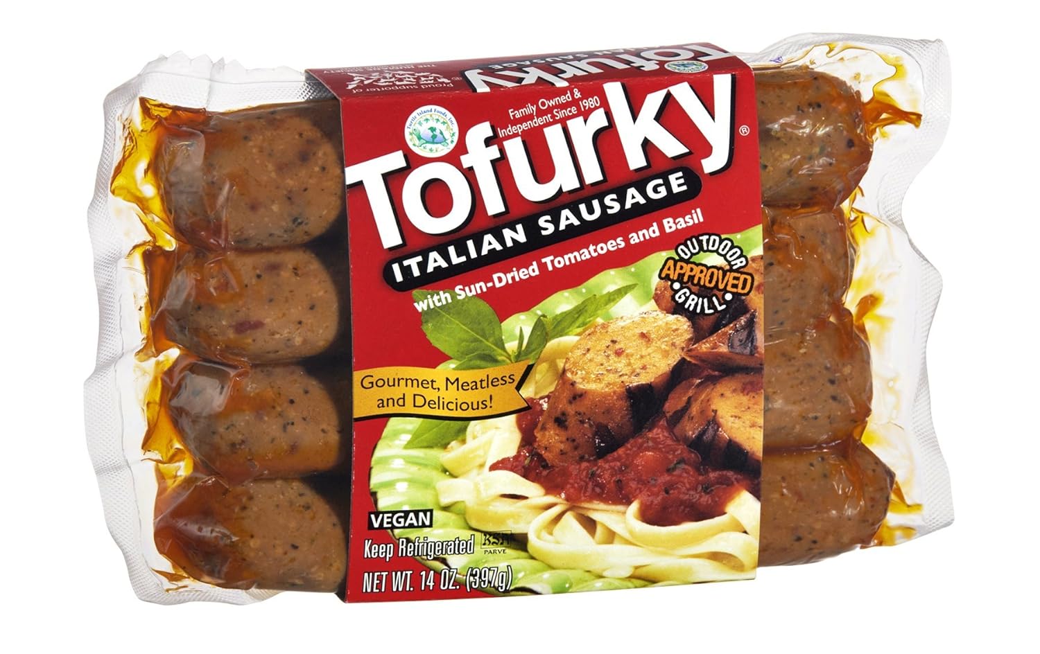 Turtle Island Foods Tofurky Italian Sausage with SunDries Tomatoes and Basil 14 OZ (Pack of 5