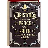 Hallmark Mahogany Religious Christmas Card (Peace, Faith, Joy) Purple and Gold Art Deco Peace Dove