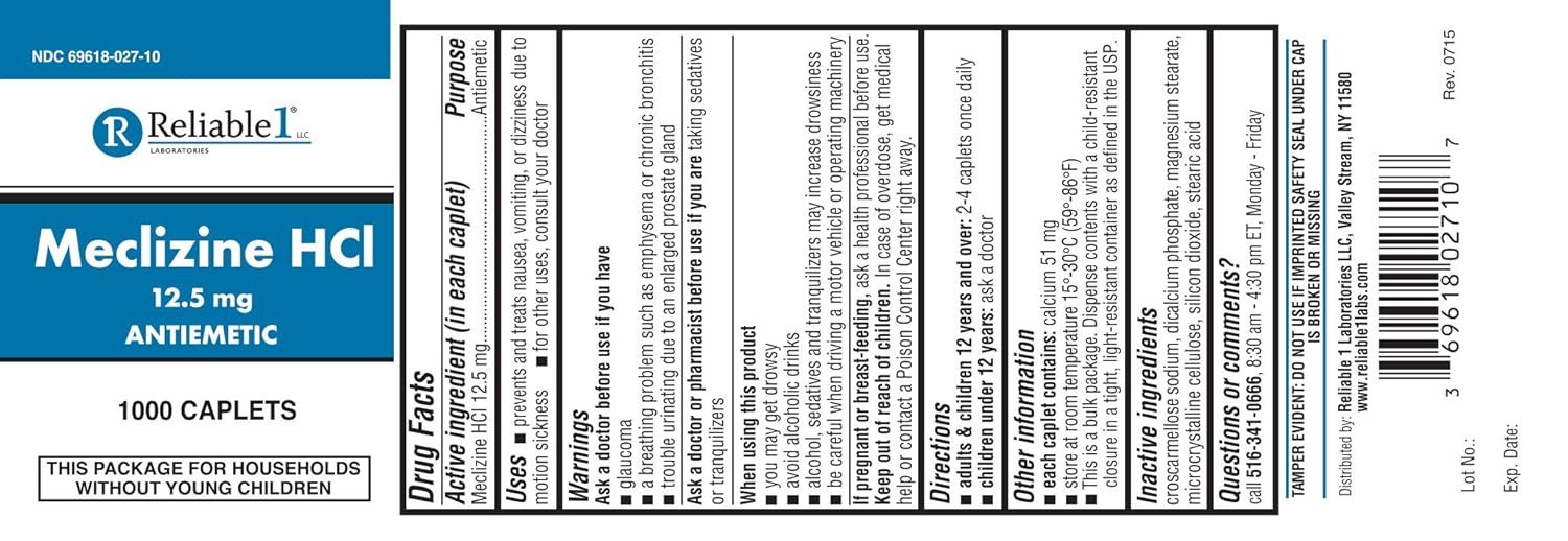 Meclizine ingredients use
