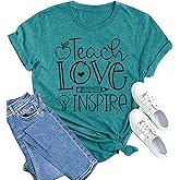 MAIHUN Womens Teacher Life Shirt Teach Love Inspire Tshirt Teach Tee Tops