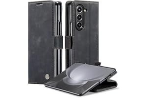 Cracedily for Samsung Galaxy Z Fold5 Case, Flip Wallet Leather Case with Card Holder Magnetic Closure Shockproof Kickstand Protective Phone Cases Cover for Samsung Galaxy Z Fold5,Black