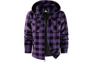 ZITY Men's Winter Jackets Flannel Jacket Lumberjack Sherpa Lined Plaid Shirt Full Zip Thick Fleece Outwear Warm Cozy Hoodies