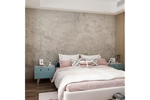 3YECAO 16"×591" Light Brown Grey Concrete Wallpaper Peel and Stick 3D Industrial Cement Contact Paper Vinyl Wrap Matte Textured Self Adhesive Wall Tile Sticker for Walls Kitchen Countertops Bedroom Bathroom