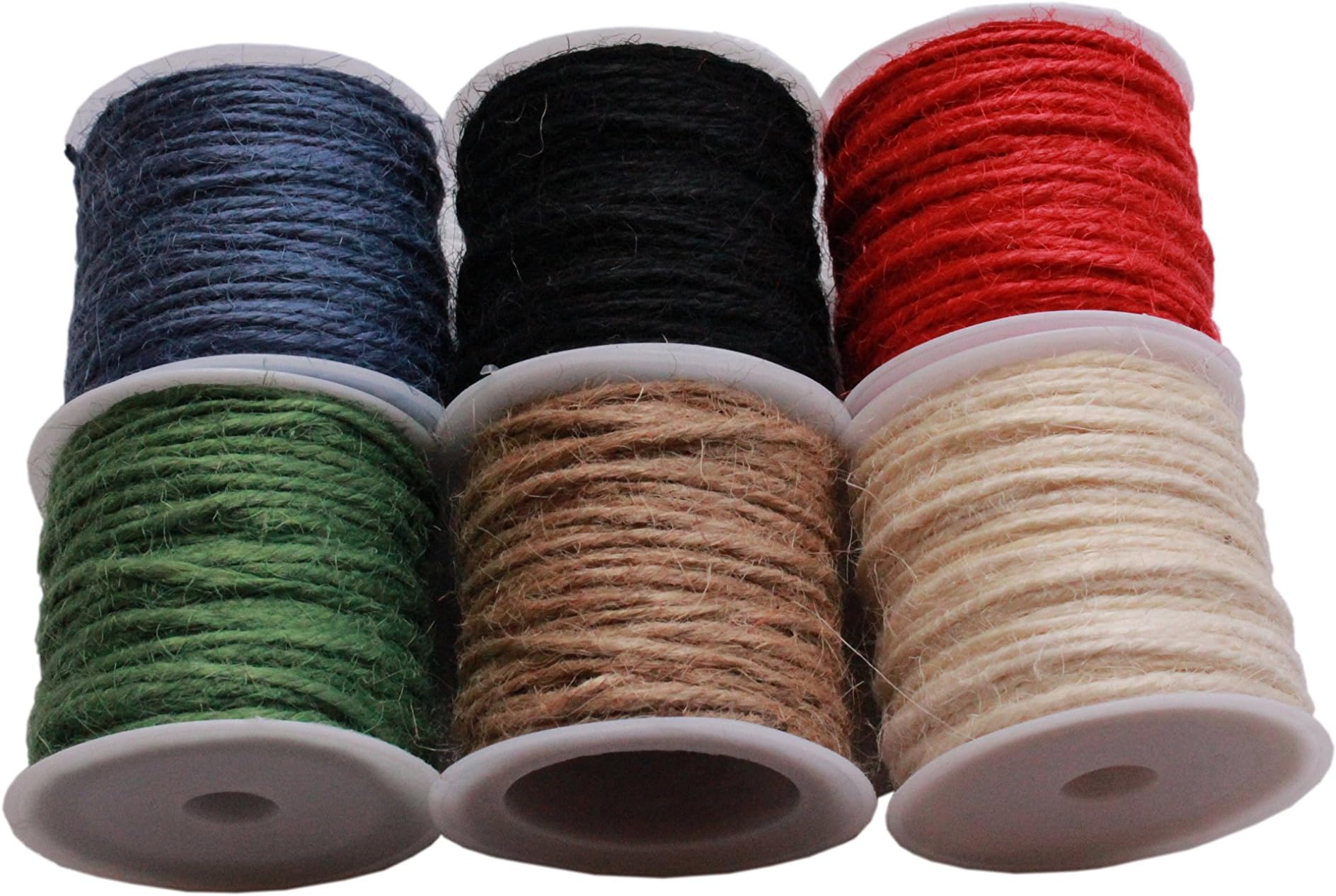 Christiiner 2mm Jute Twine 6Pcs Different Color 65 Yard