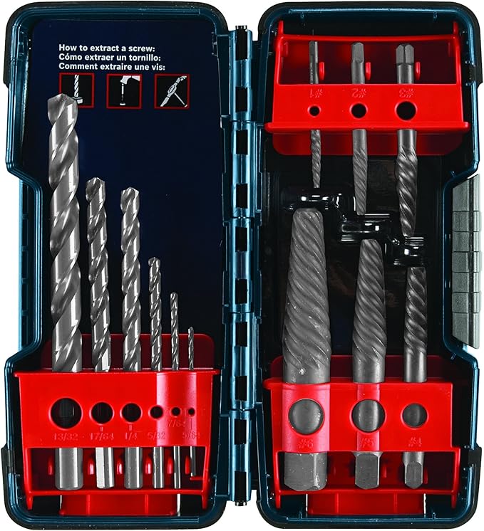 Bosch BSPE6D 12Piece Steel Spiral Flute Screw Extractor Set Amazon.co