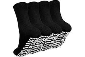 CaiDieNu Non Slip Grip Socks for Men: Anti-Skid Crew Grippy Socks with Gripper for Elderly Hospital Slipper Yoga Pilates