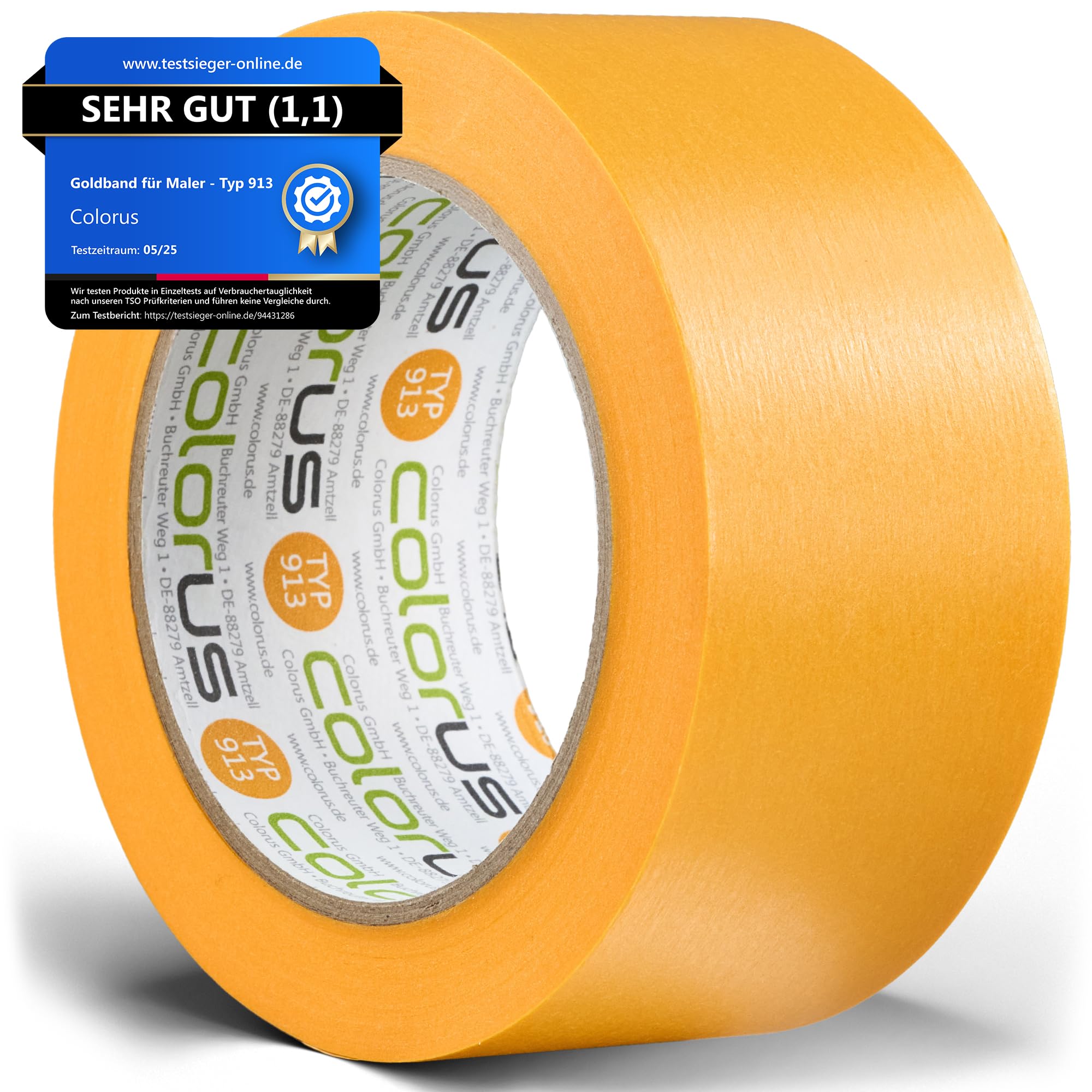 Colorus 3 x Profi Maler-Goldband Soft Tape | Maler Abklebeband 50 mm x 50 m UV beständig | Klebeband für gestochen scharfe Farbkante | Lackierband Lackier-Klebeband Lack-Abdeckband 8