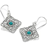 Stera Jewelry Choice of Gemstone 925 Sterling Silver Filigree Diamond Shaped Dangle Earrings