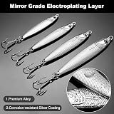 Annyswit 4 Pcs Metal Sea Lures Treble Hooks Silver Minnow Spoon 20g 30g 40g view 3