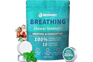 SEONNIX Shower Steamers Aromatherapy 15 Pack, Menthol & Eucalyptus Shower Bombs with Natural Essential Oils, Quick Relief Nasal Congestion, Relaxation & Self Care Gifts for Women & Men