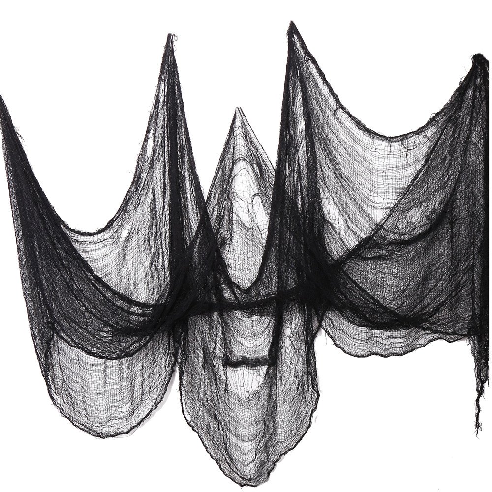 VEYLIN 324 x 31.2 Inch Large Halloween Creepy Cloth Cotton Gauze with 25g Spider Web for Halloween Party Outdoors Window Decorations,Yard Home Wall Decor, Black