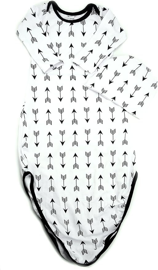 Infant Baby Tie Nightgown and Matching Hat Sleep Gown