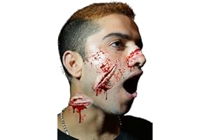 Fxe Faux Studio Monster Attack Zombie 3-PC Wounds Halloween Latex Prosthetic Appliance. Red