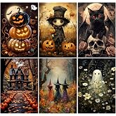 6 Pack Halloween Diamond Art Kits for Adults, Diamond Painting Kits 12x16in | Round Full Drill 5D Halloween Gem Art Kits for Adults Beginner, DIY Crafts Kit Suitable for Gifts and Home Wall Decor