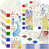 Vileafy 20 Under The Sea Party Favors for Kids Ages 4-8, DIY Pocket Watercolor Painting Bookmarks -Paint with Water Mini Coloring Book for Kids Airplane Travel Essentials (Sea Animals)