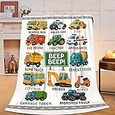 Truck Blanket Super Soft Warm Fluffy Fleece Flannel Transportation Throw Blanket Cozy Fuzzy Plush Stuff Bedding Blankets Gifts for Teens Boys Kids Women Girls Adults 50"X40"