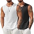 COOFANDY Mens Casual Tank Tops 2 Pack Waffle Knit Sleeveless Shirt Breathable Tank Shirts Summer Muscle Tee