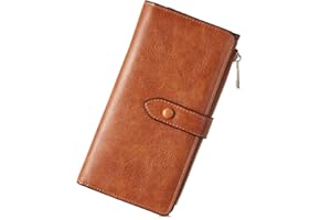 BOSTANTEN Womens Leather Wallets RFID Blocking Large Capacity Trifold Card Holder Ladies Phone Clutch Brown