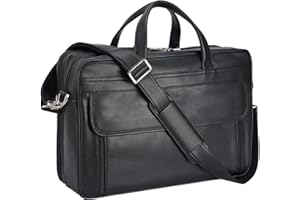 Masa Kawa Leather Briefcase for Men 15.6", 17" Laptop Computer Case Business Travel Work Messenger Cross Body Shoulder Bag