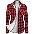 Women's Winter Flannel Plaid Button Down Shirt with Sherpa Fleece Lining