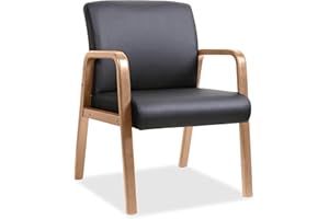 Lorell Guest Chair, 33.3" x 24" x 26.6", Walnut, Black