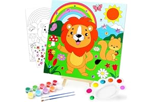 pigipigi Acrylic Paint Set Activity for Kids, Easter Basket Stuffers Art Craft Paints Gifts for Girls Boys Party Favor Games DIY Supplies, Valentine's Day Gifts for Kids