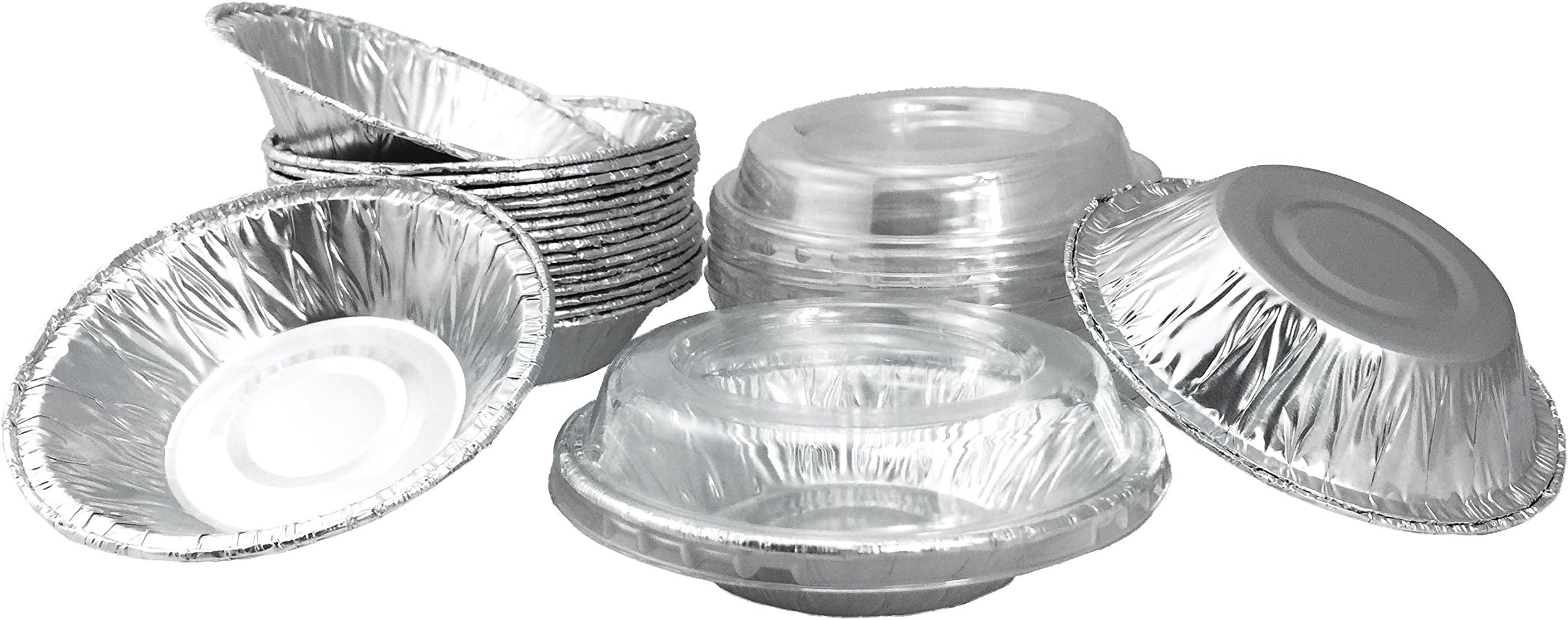 Aluminum Foil Mini Pie Pans 3-1/2" For Pie/Tart Pans, Mini Pot Pies And Pastries With Lids 20 Sets.