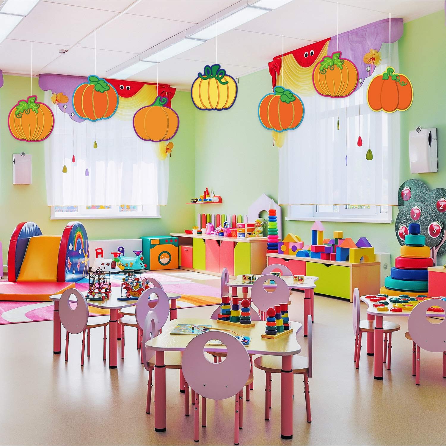 Thanksgiving Pumpkin Cutouts Classroom Decoration Pumpkin Colorful Cutouts with Glue Point Dots for Bulletin Board Classroom School Fall Theme Party, 5.9 x 5.9 Inch : Office Products