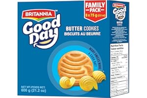 BRITANNIA Good Day Butter Cookies – Case Pack of 8 Boxes, Each 8 x 75 g Packs (Total 4,800 g) | Crunchy Butter Biscuits | Fam