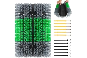 ROUISXUE Extra Large Size Livestock Scratching Brush, Upgraded Horse/Goat/Cow/Cattle Scratcher Brush for Grooming, Itch Relief Horse Scratcher Brushes Kit with Two Sets of Mounting Screws(1-Pack,Gray)