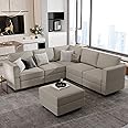 Belffin Modular Sectional Sofa with Storage Seats Velvet L Shaped Corner Couch Convertible Sectional Sofa with Chaise (Grey, L Shape-1)…