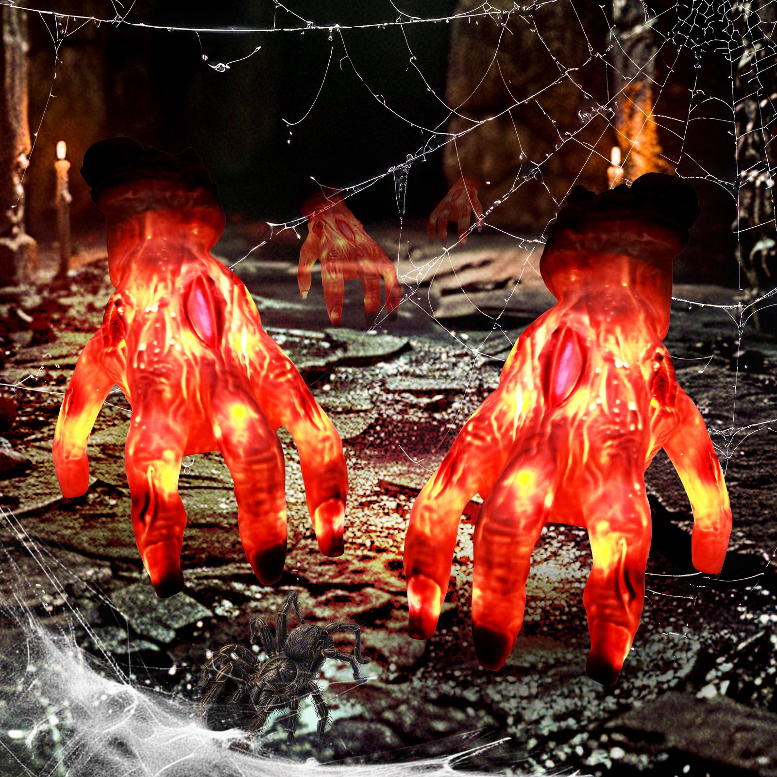 Photo 1 of MAIAGO Halloween Animated Zombie Crawling Hands, 1 Pcs Scary Realistic Crawling Hands Halloween Props with Glowing Body, Music, Walking (Touch & Sound Activated) for Halloween Decor, Haunted House