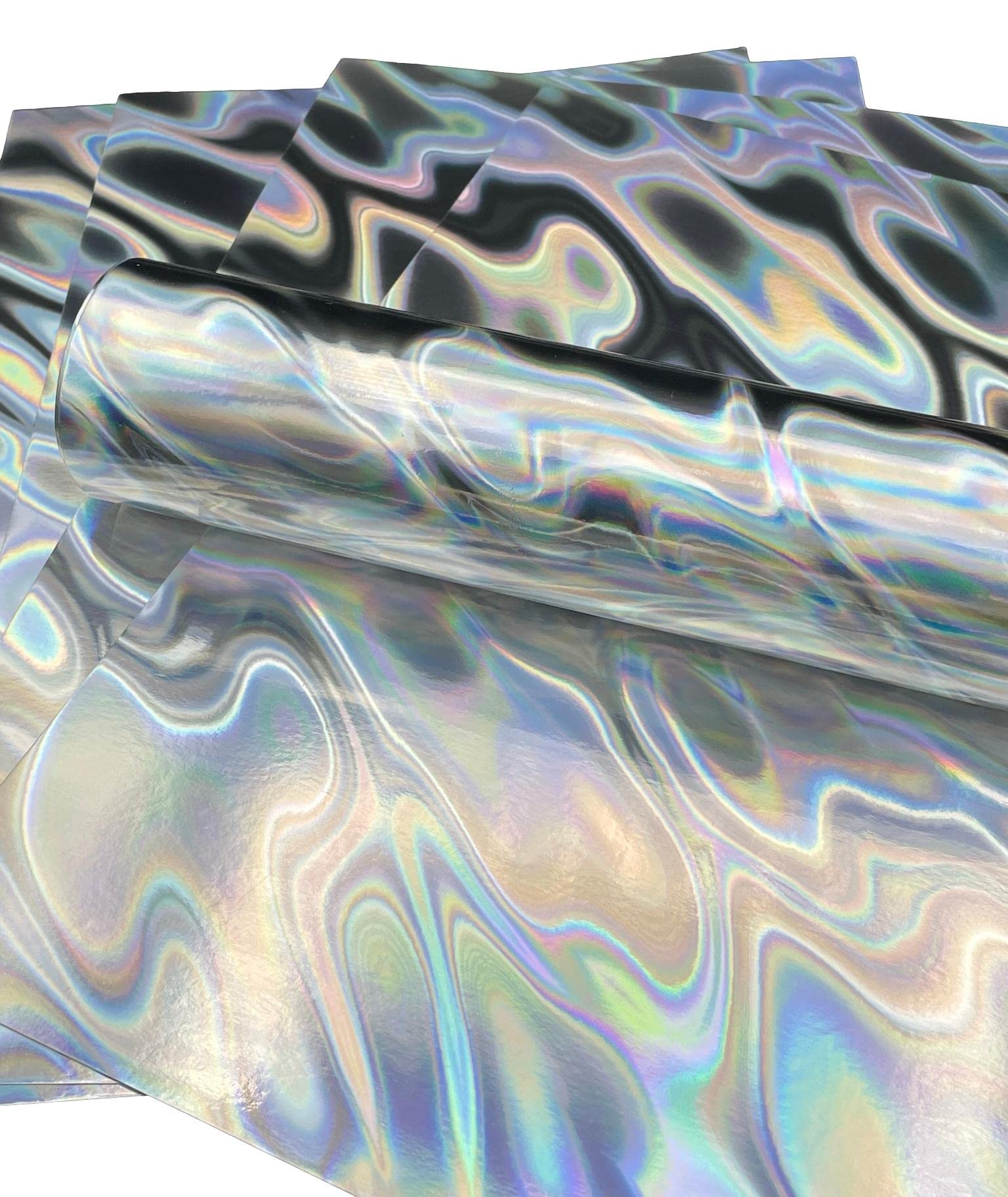 Syntego 5 Sheets A4 Premium Holographic Lava Effect Card Single Sided 240gsm / 88lb Cover (Silver)