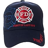 Fire Department First in Last Out Cap - Firefighter Gift - Embroidered Hat