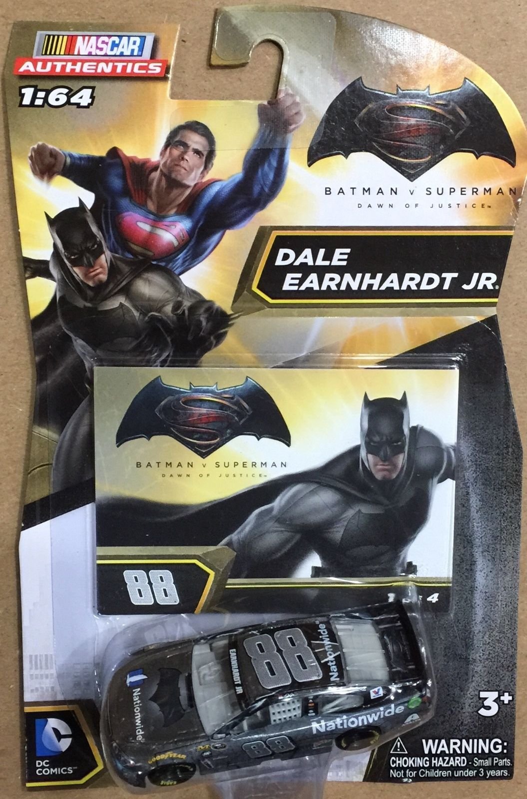 2016 Nascar Authentics 1:64 - Batman vs Superman: Dawn of Justice Dale Earnhardt Jr #88 Batman Edition 1 of 4 1/64 Scale Diecast NASCAR Authentics With One in a Series of Four Collector Cards