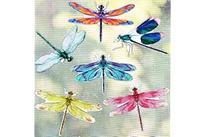 Nezyo 12 Pieces Dragonfly Screen Door Magnets Double Sided Screen Stickers Magnetic Flexible Screen Door Protector Decorative Multicolor Refrigerator Magnets for Screen Sliding Doors